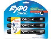 EXPO 1741918 Click Dry Erase Markers Chisel Tip Black 3 per Pack