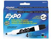 EXPO 88074 Dry Erase Markers Bullet Tip Assorted 4 Set