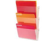 Deflect o 63601RT Unbreakable Wall File Set Letter Three Pocket Clear