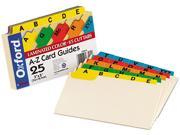 Oxford 03514 Laminated Index Card Guides Alpha 1 5 Tab Manila 3 x 5 25 Set