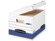 Bankers Box 0005502 FastFold Flip Top File Storage Box Letter Legal White Blue 12 Ctn