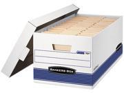 Bankers Box 0070205 Stor File Storage Box Legal Locking Lid White Blue 4 Carton