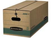 Bankers Box FEL00773 Stor File Extra Strength Storage Box Letter String Button Kraft Green 12 Ctn