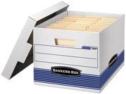 Bankers Box 0078907 Quick Stor Storage Box Letter Legal Locking Lid White Blue 4 Carton