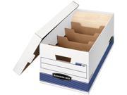 Bankers Box 0083101 Stor File Extra Strength Storage Box Letter Locking Lid White Blue 12 Carton