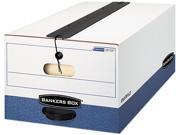 Bankers Box 12112 Liberty Plus Storage Box Legal String Button White Blue 12 Carton