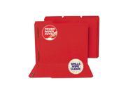 S J Paper S11543 Water Cut Resistant Folder Two Fasteners 1 3 Cut Top Tab Letter Red 50 Box