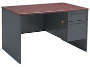 HON 38000 Series Right Pedestal Desk 48w x 30d x 29 1 2h Mahogany Charcoal