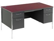 HON Mentor Series Double Pedestal Desk 60w x 30d x 29 1 2h Mahogany Charcoal