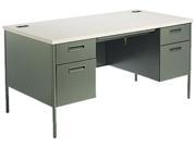 HON Metro Classic Double Pedestal Desk 60w x 30d x 29 1 2h Gray Patterned Charcoal