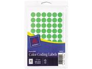 Avery 05052 Removable Self Adhesive Color Coding Labels 1 2in dia Neon Green 840 Pack