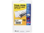 Avery 05422 Print or Write Removable Multi Use Labels 1 2 x 1 3 4 White 840 Pack
