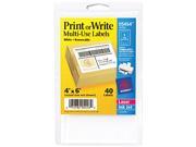 Avery 05454 Print or Write Removable Multi Use Labels 4 x 6 White 40 Pack