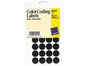 Avery 05459 Removable Self Adhesive Color Coding Labels 3 4in dia Black 1008 Pack