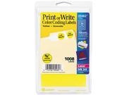 Avery 05462 Print or Write Removable Color Coding Labels 3 4in dia Yellow 1008 Pack
