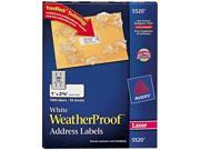Avery 5520 White Weatherproof Laser Shipping Labels 1 x 2 5 8 1500 Pack