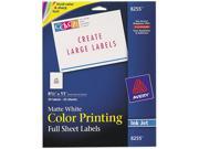 Avery 8255 Inkjet Labels for Color Printing 8 1 2 x 11 Matte White 20 Pack