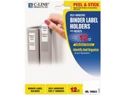 C line 70023 Self Adhesive Ring Binder Label Holders Top Load 1 3 4 x 2 3 4 Clear 12 Pack
