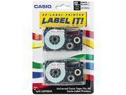 Casio XR12WE2S Tape Cassettes for KL Label Makers 12mm x 26ft Black on White 2 Pack