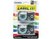 Casio XR18X2S Tape Cassettes for KL Label Makers 18mm x 26ft Black on Clear 2 Pack