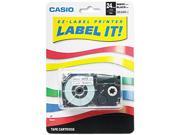 Casio XR24WE Tape Cassette for KL8000 KL8100 KL8200 Label Makers 24mm x 26ft Black on White