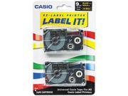 Casio XR9BKG2S Tape Cassettes for KL Label Makers 9mm x 26ft Gold on Black 2 Pack