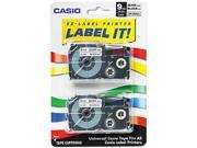 Casio XR9SR2S Tape Cassettes for KL Label Makers 9mm x 26ft Black on Silver 2 Pack