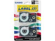 Casio XR9WE2S Tape Cassettes for KL Label Makers 9mm x 26ft Black on White 2 Pack