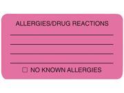 Tabbies 01730 Allergies Drug Reaction Labels 1 3 4 x 3 1 4 Fluor Pink 250 Roll