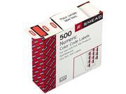 Smead 67370 Single Digit End Tab Labels Number 0 Pink on White 500 Roll