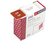 Smead 67425 Single Digit End Tab Labels Number 5 White on Brown 250 Roll