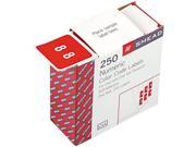 Smead 67428 Single Digit End Tab Labels Number 8 White on Red 250 Roll