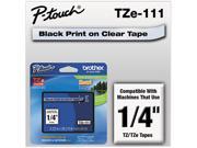 Brother TZE111TZe Standard Adhesive Laminated Labeling Tape 1 4w Black on Clear