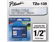 Brother TZE135 TZe Standard Adhesive Laminated Labeling Tape 1 2w White on Clear