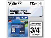 Brother TZE141 TZe Standard Adhesive Laminated Labeling Tape 3 4w Black on Clear