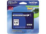 Brother TZE211 TZ Label Tape Cartridge 0.25 Width x 26 ft Length 1 Each White