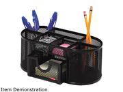 Rolodex 1746466 Mesh Pencil Cup Organizer Four Compartments Steel 9 1 3 x 4 1 2 x 4 Black