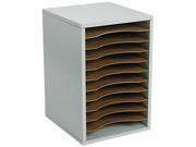 Safco 9419GR Wood Vertical Desktop Literature Sorter 11 Sections 10 5 8 x 11 7 8 x 16 Gray