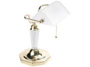 Ledu L658FR Incandescent Bankerâ€™s Lamp Glass Shade Brass Base Acrylic Arm 14 Inches