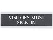 Headline Sign 4763 Century Series Office Sign Visitors Must Sign In 9 x 3 Black Silver