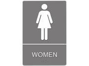 Headline Sign 4816 ADA Sign Women Restroom Symbol w Tactile Graphic Molded Plastic 6 x 9 Gray