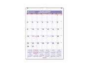 AT A GLANCE PM1 28 Recycled Monthly Wall Calendar Blue and Red 8 x 11
