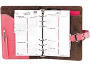 Day Timer 48437 Pink Ribbon Organizer Starter Set w Leather Binder 3 3 4 x 6 3 4 Pink Brown