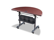 BALT Flipper Training Table Half-Round 48w x 24d x 29-1/2h Mahogany