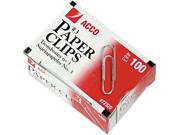 Acco 72320 Smooth Economy Paper Clip Steel Wire No. 3 Silver 100 Box 10 Boxes Pack