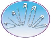 Charles Leonard 83450 Safety Pins Nickel Plated Steel Assorted Sizes 50 Pack