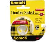 MMM 137 Scotch Double Sided Tape With Dispenser 0.50 Width x 37.50 ft Length 1 Core 1 Roll Clear