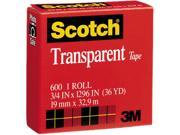 Scotch 600341296 Transparent Glossy Tape 3 4 x 1296 1 Core Clear