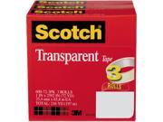 Scotch 600 72 3PK Transparent Tape 600 72 3PK 1 x 2592 3 Core Transparent 3 Rolls