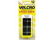 Velcro 90072 Sticky Back Hook and Loop Square Fasteners on Strips 7 8 Black 12 Sets Pack